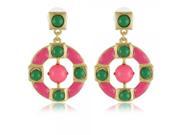 2pcs All match Enchanting Round Drop Shape Candy Color Women Earrings Rose Red