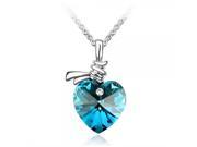Austrian Style Sweet Heart Shape Crystal Women Necklace Blue