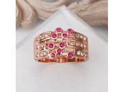 Tin Alloy Ring Rosegold plated Rhinestone Decorated Three Circles Shape Rose Gold