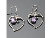 Fashion Stylish Heart shaped 625 Silver Earrings with Purple Gem for Women