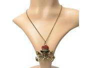 Women s Fashionable Dancing Skeleton Style with Red Stone Alloy Large Necklace Bronze