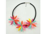 Stylish Sweet Gentlewomanly All matched Exaggerated Flower Necklace Colorful