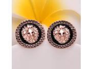 2pcs 18K Domineering Lion Head Shape Tin Alloy Earrings Rose Golden