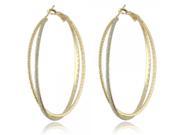 2pcs Nobel Unique Round Shape Large Ring Dual braided Style Women Ears Golden