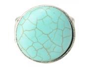 Retro Alloy Round Shape Turquoises Elastic Ring Blue Diameter 18mm Min