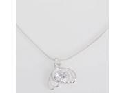 Alloy and White Rhinestone Necklace with Hearts Shape Pendant Necklace White