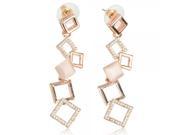 2pcs A0095 Fashionable 18K Gold Plating Opal Cube Woman Earrings Golden