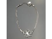 New Fashion Clover Style 925 Silver Platinum Plated Bracelet for Women Silver