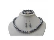 Popular Grey Pearl Crystal Ball Adornment Necklace Set
