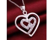 Lovely Double Heart Pendant Shape Environmental Copper Female Women s Necklace White