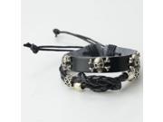 Punk Style Personalized Leather Band Charm Bracelets with Alloy Skull Pendant Coffee