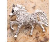 Silver Tone Horse Rhinestone Pin Brooch