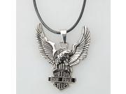 Eagles Wings Pattern Metal Pendant Necklace Silver Black