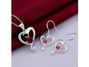 Silver Plating Turquoise Heart Shape Design Female Necklace Earrings Women s Jewelry Set Red Silver