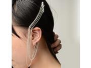 Punk Style Alloy Earring Lanyards with Hair Plug Silver