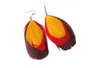 Fashion Feather Earrings Red Yellow Brown