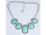Chic Ethnic Style Four Round Square Turquoises Alloy Necklace Light Green