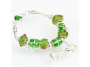 HY H 1419 Glass Bead Chain Cute Elephant Beaded Bracelet Green