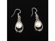 2pcs Unique Pearl with Small Rhinestone 925 Sterling Silver Stud Earrings