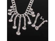 Fashionable Bridal Accessory Full Rhinestones Claw Necklace Earrings Women s Jewelry Set White