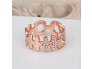 Tin Alloy Ring Rosegold plated Rhinestone Decorated Chinese Character Rose Gold