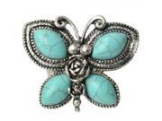Alloy Butterfly Turquoises Ring Elastic Ring Blue Diameter 18mm Min