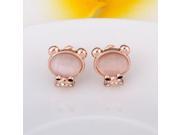 2pcs 18K Lovely Bear Shape Tin Alloy Stud Earrings Rose Golden