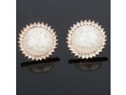18K Gold Plated Round shaped with Rhinestone Earrings Golden