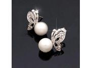 Gorgeous Pearl Alloy Butterfly Stud Earrings