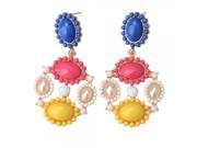 Elegant Alloy Needle Colorful Pendant Earrings Yellow White Pink Blue