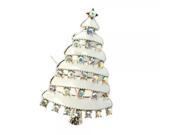 Beautiful White Christmas Tree Shaped Alloy and Plated Silver Brooch