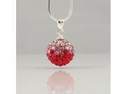 14MM Ball shaped Rhinestone Pendant Necklace Red