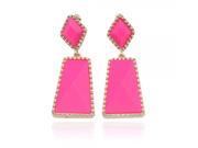 Stylish Many Aspect Geometric Shape Resin and Alloy Drop Earrings Rose Red