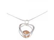 Alloy and Rhinestone Necklace with Heart Shape Pendant Necklace Gold Champagne