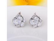 2pcs 18K Platinum Elegant Dripping Rose shaped Tin Alloy Earrings White