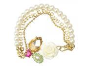 Beautiful Alloy Pearl and Rhinestone Flower Design Charm Bracelets White