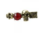 Retro Double Skeleton Alloyd Acrylic Finger Ring with Ruby Bronze coloured Diameter