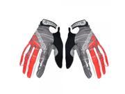 Motorcycle Racing Full Finger Warmer Gloves Red Grey Black Size XL Pair