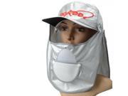 Fishing Cap with Dress Smock White and Gray Free Size