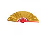 Double Sides Tai Chi Folding Fan Golden Frame Red