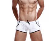 SEOBEAN Trendy Wear Resistance Male Swimming Trunks with Pockets White XL