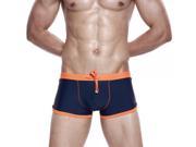 SEOBEAN Erogenous U Type Raised Front Men’s Swimming Trunks Orange Dark Blue L