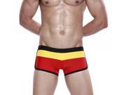 SEOBEAN U Type Convex Low Waisted Male Swimming Trunks Black Yellow Red S
