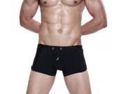 SEOBEAN Erogenous U Type Raised Front Men’s Swimming Trunks Black L