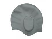 Superior High elastic Permeable Silicone Adult Swimming Cap with Earflap Grey