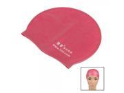 Small Character Pattern Silicone Swimming Cap Rose Red