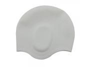 Superior High elastic Permeable Silicone Adult Swimming Cap with Earflap White