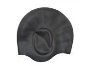 Superior High elastic Permeable Silicone Adult Swimming Cap with Earflap Black