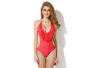 Colloyes Ultra Sexy Women’s One piece Tassels Style Swimwear Bikini Red XL