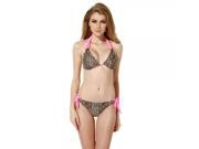 Colloyes Wild Strapless Tied Style Bikini Set Leopard Pink M